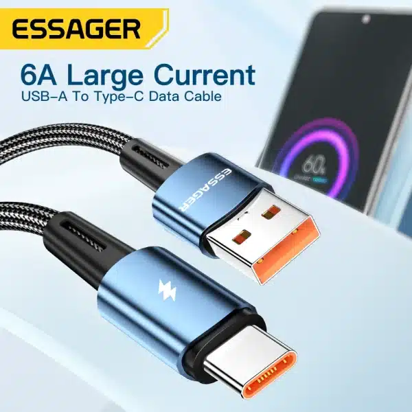 Essager 120W USB Type C Cable Super Fast Charge 67W Cable Quick Charge 6A For Xiaomi 12Pro Redmi K50 Note 11Pro Black Shark5 Pro - Image 2