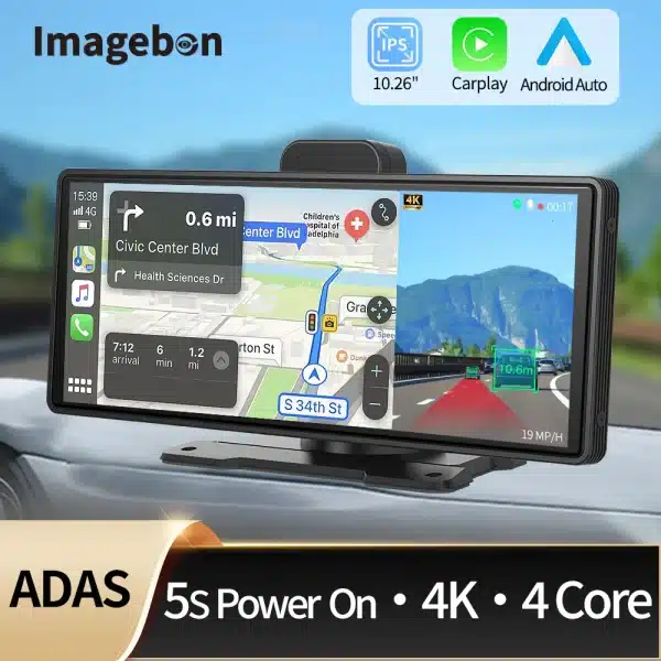 Imagebon 10.26" H9 Pro 4K Dash Cam ADAS Wireless CarPlay Android Auto Car DVR Camera AUX 5G WiFi GPS Navigation Video Recorder