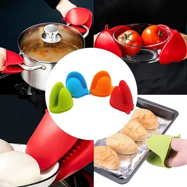 2pcs Thickened Baking Silicone Oven Mitts Pot Holder Kitchen Gadgets Microwave Oven Mitts Thermal Insulation Non-slip Grips - Image 3