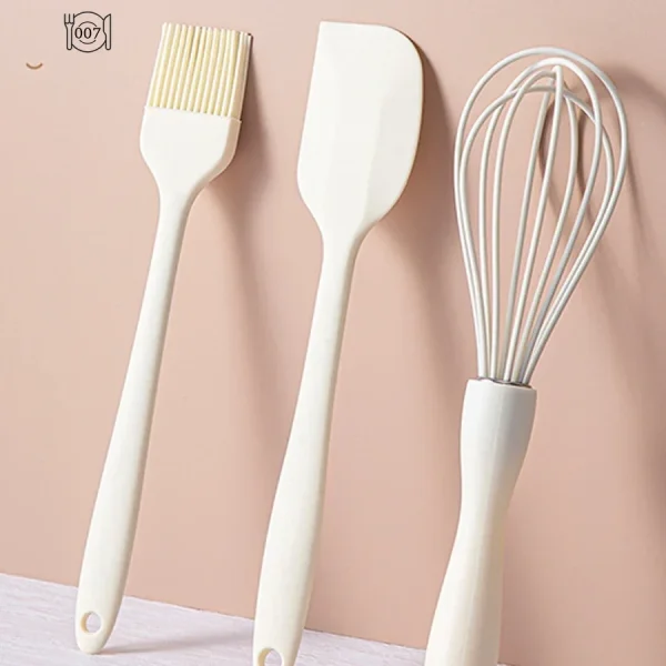 Silicone Baking 3-piece Set Cake Cream Spatula Scraper Kitchen Household Egg Whisk Barbecue Oil Brush Gadget Kitchen Supplies