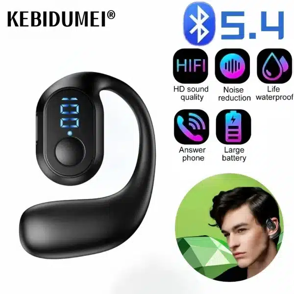 Wireless Bluetooth 5.4 Headphone Digital Display Single Earbud Ultra Long Standby Business Earphone HD Call Headset Outdoor