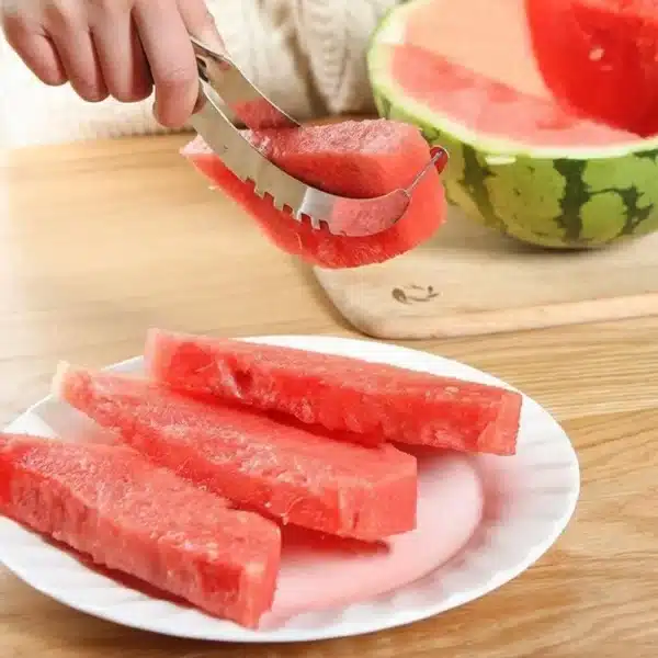 Watermelon Cutting Tool Stainless Steel Watermelon Cutter Slicer Melon Kitchen Gadget Set Quick Cube for Fruit for Cutting - Image 2