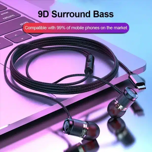 9D HIFI Heavy Bass Earphone 3.5MM AUX/Type-C Digital Chip 7.1 Surround Stereo Wired Headset With Mic Earbud For Samsung Android