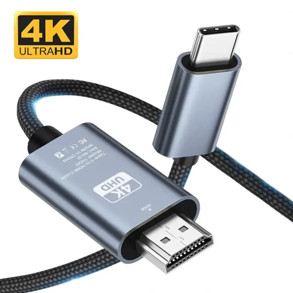 USB C to HDMI Cable 6.6ft 4K@60hz Type-C to HDMI-Compatible Cable Ultra High Speed Adapter Cable for MacBook Pixel iPad Dell