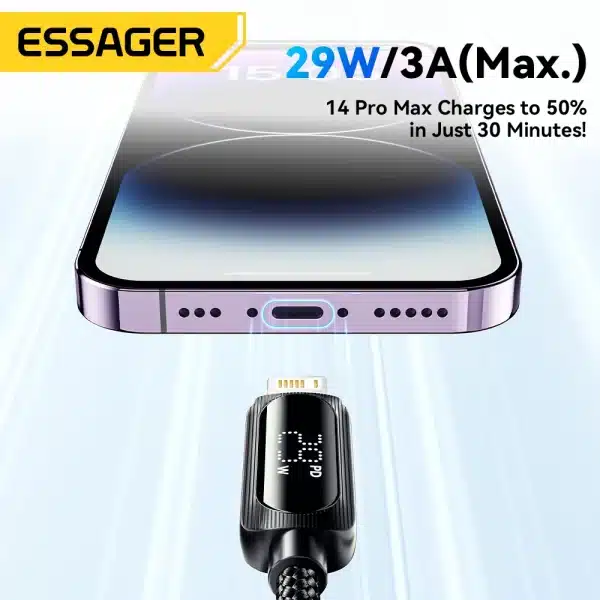 Essager USB C Cable For iPhone 14 13 12 11 Pro Max Xs Digital Display Wire PD 29W Fast Charging Type C To Lighting Data Cord - Image 3