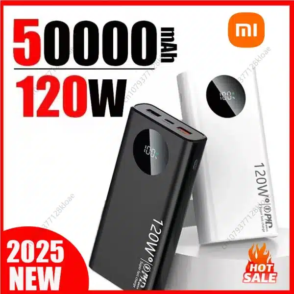 Xiaomi 120W 50000mAh Power Bank Digital Display Portable Battery Charger Fast Charging Powerbank For iPhone Samsung Huawei