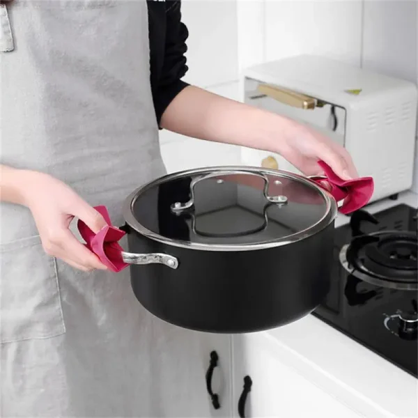 Kitchen Pot Clip Anti Scald Non-slip Handle Cover Creative Cooking Oven Glove Pot Clip Kitchen Gadgets Bow Shape Design Bowknot