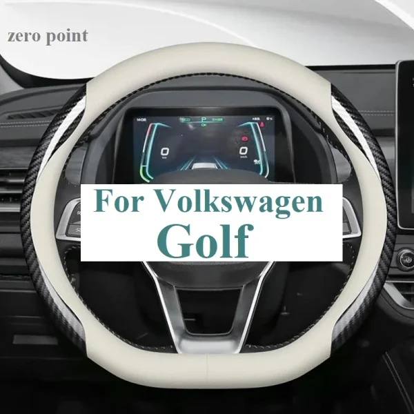 38cm Car accessories interior replacement parts carbon fiber faux leather Auto steering wheel cover for Volkswagen Golf