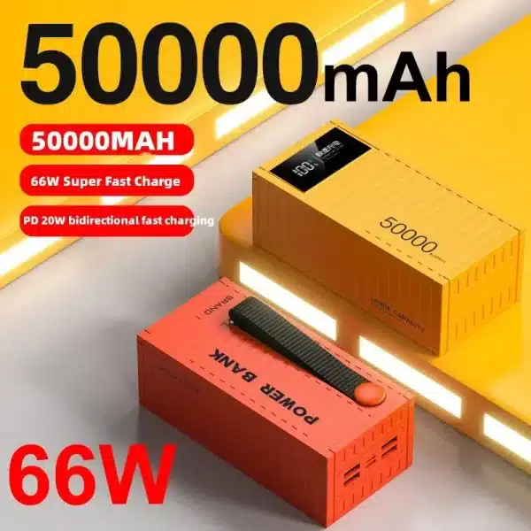 50000mAh 66W Power Bank Super Fast Charging Container External Battery Charger for iPhone Huawei Xiaomi Android Phone 2024 New