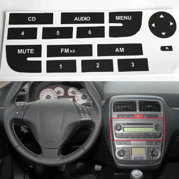 Front Radio Button Repair CD Decals Stickers Replacement For Fiat Grand Punto Protective Film Interior Trim Auto Parts - Image 5