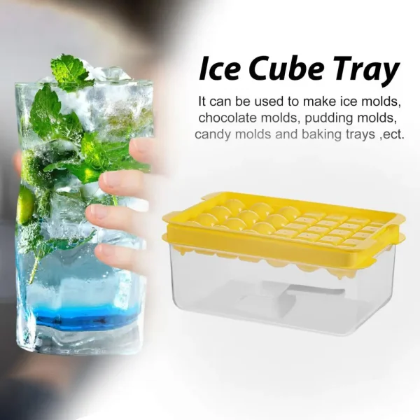 Kitchen Gadgets for Fast Stackable Ice Tray Set with Lid Bin for Fast Drinks Bpa Free Round Square Ice Cube Maker for Freezer - Image 3