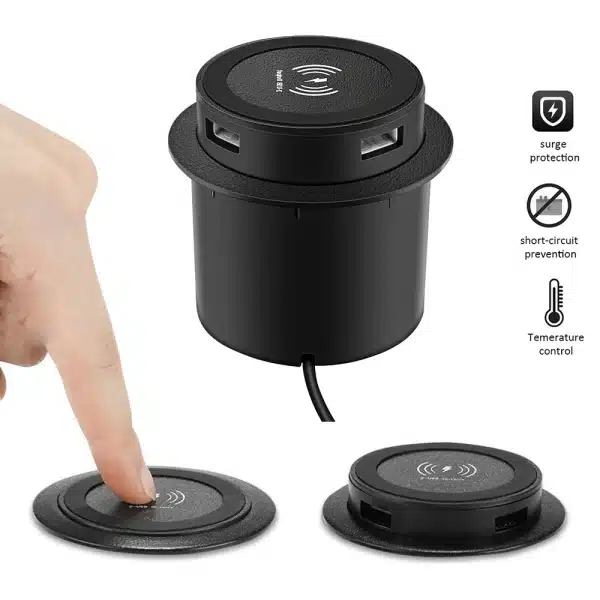 Fast Wireless Charger Pop-up Desktop Embedded Fast Wireless Charger With USB Port 30W Universal For Iphone Xiaomi Smartphone