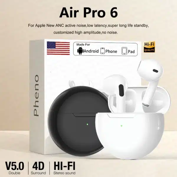 Original Air Pro 6 Pods TWS Max Wireless Bluetooth Earphones Mini Earbuds Earpod Headset For Airpodding Apple iPhone Headphones