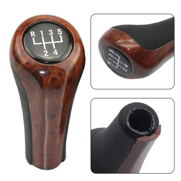 5/6 Speed Gear Shift Knob Wood Grain Leather For BMW E30 E36 E46 E39 E34 Z3 E53 Interior Replacement Parts Gear Shift Knob - Image 5