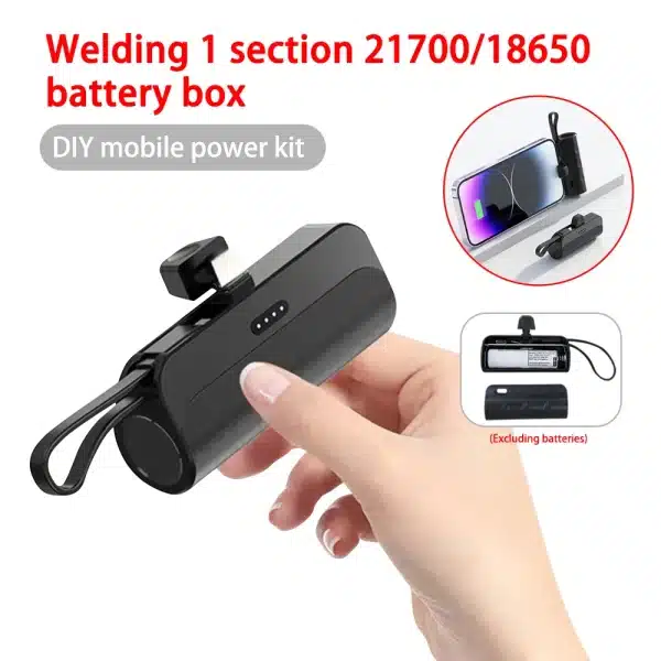 DIY 18650/21700 Battery Cases Mini Portable Power Bank Shell Mobile Power Supply Housing Battery Storage Boxes For iPhone/TYPE-C