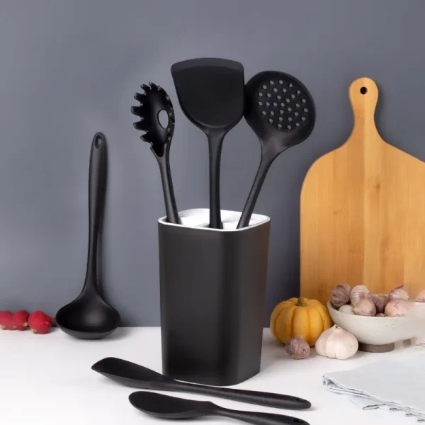 Black Silicone Kitchen Utensils Set Non-stick Kitchenware Cooking Tools Spoon Spatula Colander Spoon Tools Gadget Accessories