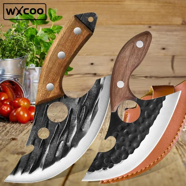 Stainless Steel Slicing Cooking Mini Knife Hand Forged Boning Knife Cheese Pizza Small Chef Fruit Kitchen Knives Wooden Handle