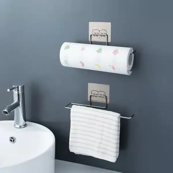 1Pcs Paper Towel Holder For Towels Stand Hanger Kitchen Faucet Bathroom Gadgets Napkin Holders Metal Fixture Home Improvement - Image 2