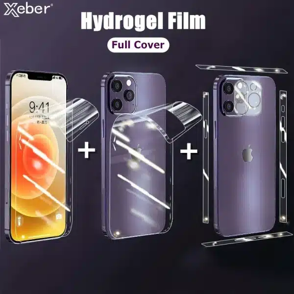 Full Body Hydrogel Film For iPhone 16 15 14 11 12 13 Pro Max Frame Front Back Screen Protector Camera Lens Protective Film Cover