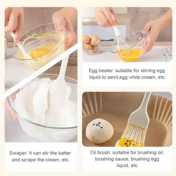 Silicone Baking 3-piece Set Cake Cream Spatula Scraper Kitchen Household Egg Whisk Barbecue Oil Brush Gadget Kitchen Supplies - Image 2