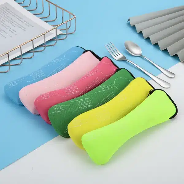 Tableware Box Portable Cover Type Cutlery Case Kitchen Students Household Utensils Dinnerware Bag Dinner Pouch with Zipper - Image 3