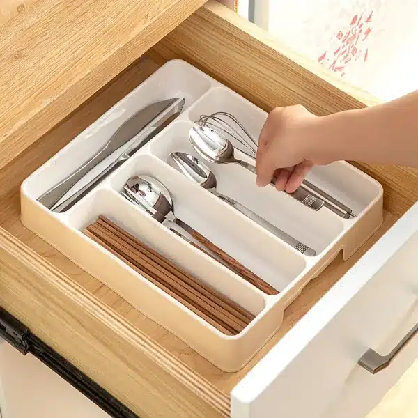 4/5 Grid Kitchen Cabinets Chopsticks And Tableware Storage Box Knife Fork Spoon Divider Organizer Knife Fork Drawer Storage - Image 4