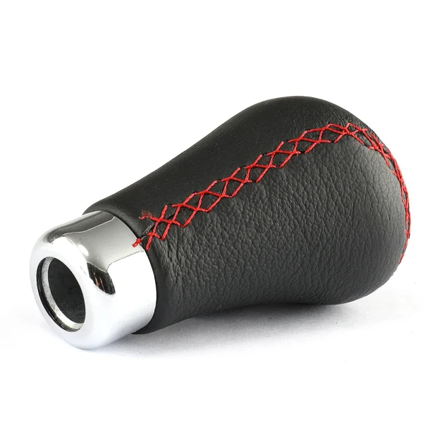 Universal Manual Leather Red Black Stitch Car Gear Stick Shift Knob Shifter Lever Pen Replacement Gearstick Car Interior Parts - Image 3