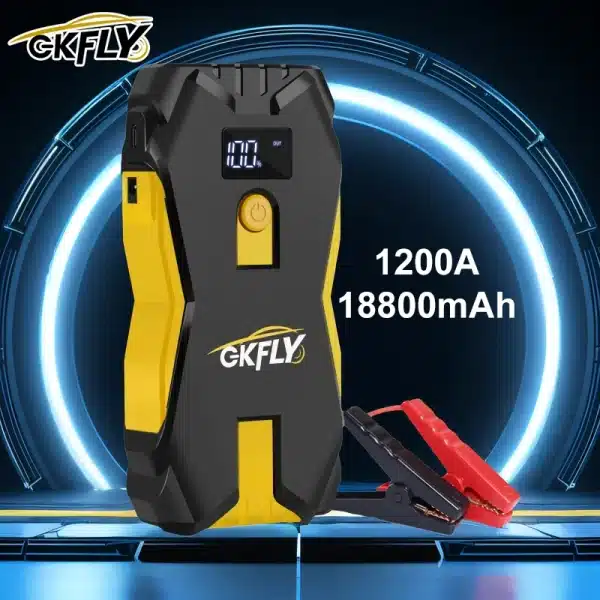 GKFLY 1200A Jump Starter 18000mAh Power Bank Portable Starting Device Car Battery Booster for Gas/Diesel 5L/3L