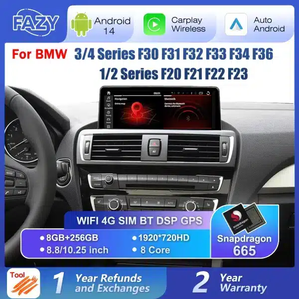 Android 14 Wireless Carplay Auto Radio Touch Screen For BMW 1 2 3 4 Series F20 F21 F22 F30 F31 F32 F33 F34 Multimedia Player GPS