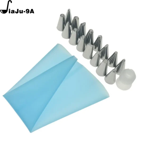 8 PCS/Set Silicone Kitchen Accessories Icing Piping Cream Pastry Bag + 6 Stainless Steel Nozzle Set DIY Cake Decorating Tips Set - Image 2