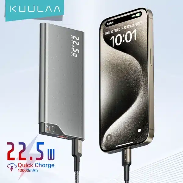 KUULAA 22.5W Power Bank 10000mAh Portable Charger PowerBank Fast Charging External Battery For iPhone 16 15 14 batterie externe