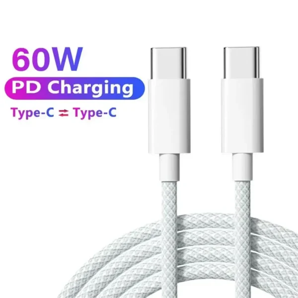 Fro iPhone 15 Pro Max 60W PD Woven Fast Charging Braided Cable 15Pro USB-C 15 Plus Type-C Data Cable