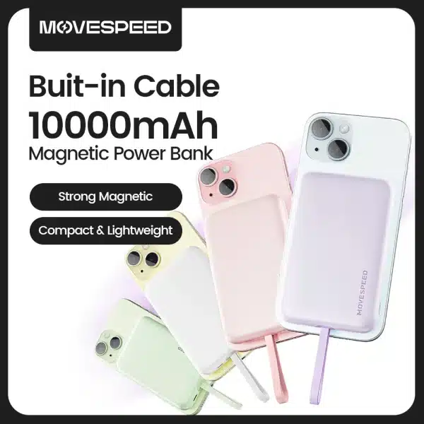 MOVESPEED L10 Magnetic Power Bank 10000mAh Portable External Battery Built-in Type C Cable for MagSafe Powerbank for iPhone 16