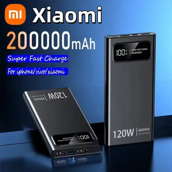 Xiaomi 200000mAh 120W Power Bank Super Fast Charger Battery Large Capacity Digital Display Power Bank For Iphone Samsung Huawei