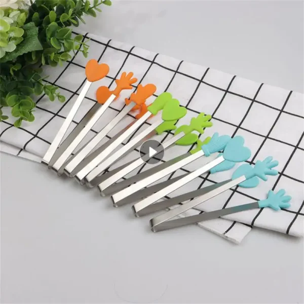 Food Tongs Kitchen Tweezers Stainless Steel Non-stick Creative Kitchen Tools And Gadgets Kitchen Tongs Non-slip Tea Bags Holder