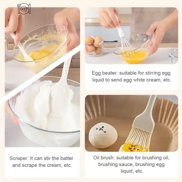 Silicone Baking 3-piece Set Cake Cream Spatula Scraper Kitchen Household Egg Whisk Barbecue Oil Brush Gadget Kitchen Supplies - Image 2