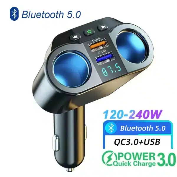 Car Cigarette Lighter Socket Splitter Charger QC3.0 Fast Charger Dual USB 3.1A Digital Display Power Adapter For All Phone