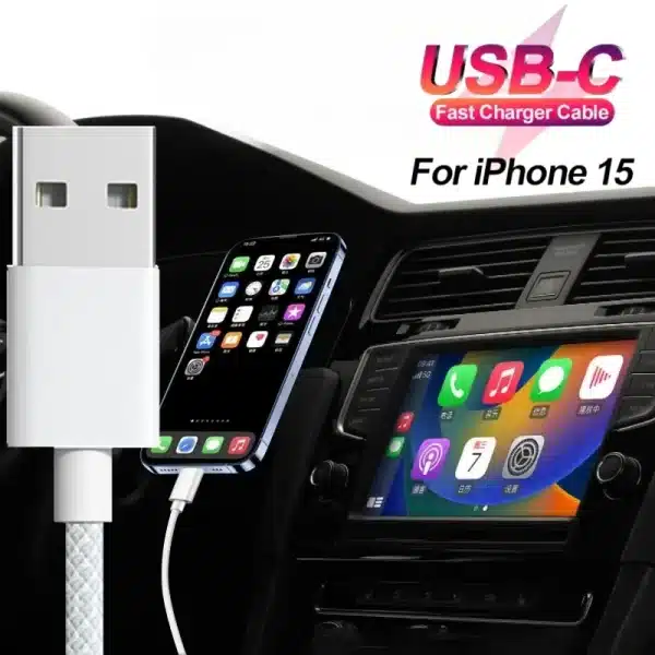 For iPhone 15/15 Pro/15 Pro Max/15 Plus Carplay Cable USB C Mobile Phone Fast Charging Cord Nylon Braided Cables For Car Play - Image 6