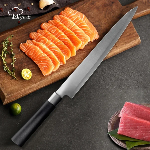 Sushi Knife Salmon Fish Filleting Japanese Chef Knife Stainless Steel Vegetables Slice Meat Cleaver Kitchen Knife