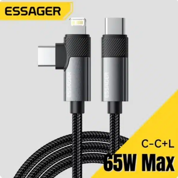 Essager 2 in 1 USB Type C Cable 65W PD Fast Charging Wire Type C To Lightning Cable For iPhone 15 16 Pro Max MacBook iPad Xiaomi