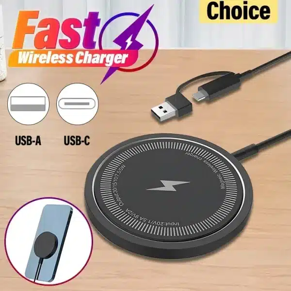 VIKEFON Magnetic Wireless Charger Fast Wireless Charging Pad Stand for iPhone 15 14 13 12 Pro Max Mini Type C Phone Charger