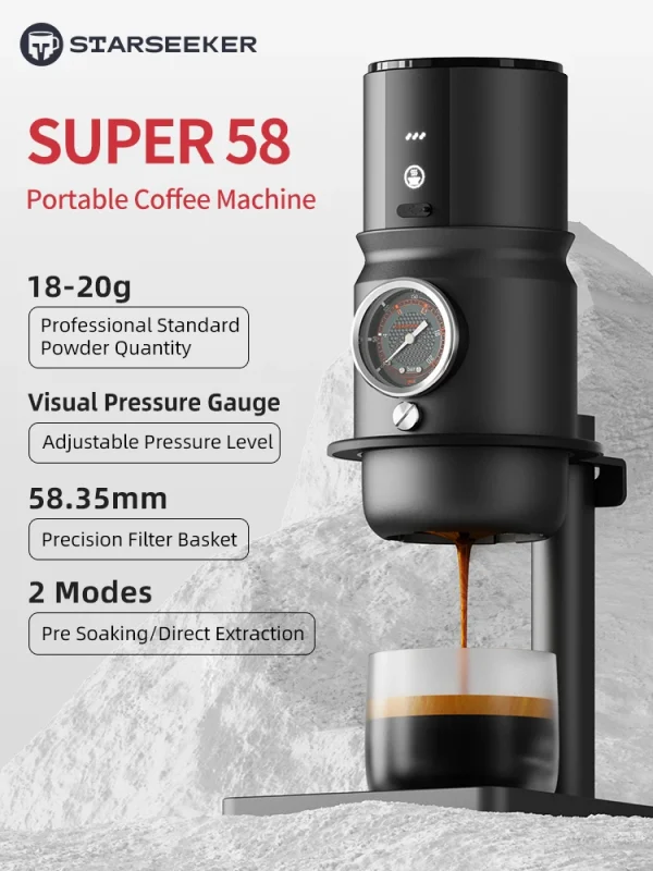 STARSEEKER Super58 Portable Electric Espresso Machine Travel Coffee Maker For Camping Car Coffee Maker With USB-C Bracket Tamper - Image 2