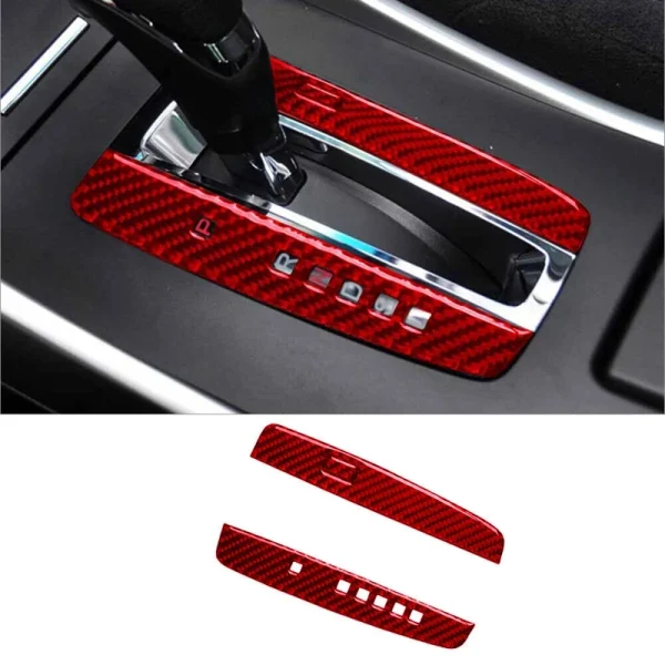 2Pcs Red Carbon Fiber Interior Gear Shift Cover Trim For Honda Accord 2013-2017 Replacement Parts Accessories