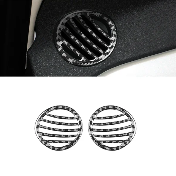 For Fiat 500 2012-2015 Soft Carbon Fiber Car Dashboard Air Outlet Vent Cover Trim Sticker Interior Replacement Parts