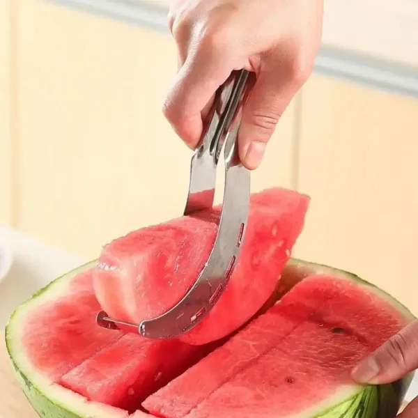 Watermelon Cutting Tool Stainless Steel Watermelon Cutter Slicer Melon Kitchen Gadget Set Quick Cube for Fruit for Cutting - Image 3