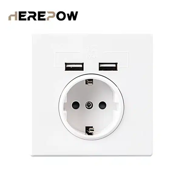 Herepow Usb Wall Power Google Home Appliance Sockets 16A EU Standard Outlet 110V-250V Dual USB Electrical Socket Charger Port