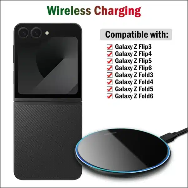 15W Fast Wireless Charger for Samsung Galaxy Z Flip 6 5 4 3/Z Fold 6 5 4 3/S22 S23 S24 Ultra FE Wireless Charging Pad with Cable