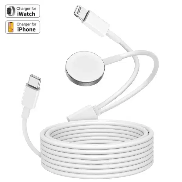 2 in 1 USB Type C to Lightning 20W Fast Charger Cable for Apple iPhone 14 13 11 Magnetic Wireless Charging for Apple Watch 6 5 4