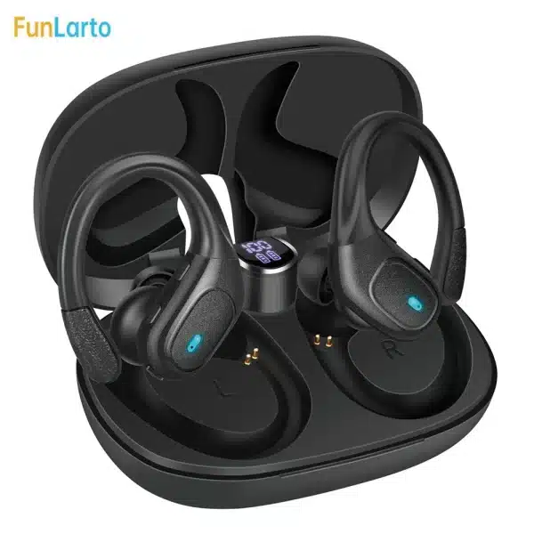 Funlarto Wireless Headphones Sport Bluetooth Earphones IPX7 Waterproof Earbuds 75 Hrs Battery with Mic LED Power Display for Gym