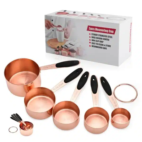 DIY Baking Tool Rose Gold Stainless Steel Measuring Cup 5-piece Set Measuring Cup Set cooking gadgets kitchen tools - Image 2